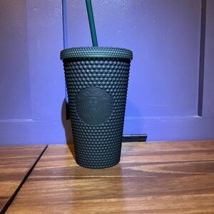 Matte Starbucks Dark Green Textured Tumbler with Straw. Winter 2022 Collection